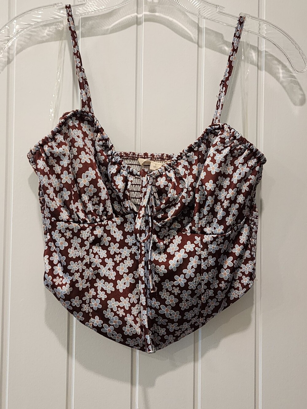 Silky Floral Cropped Corset Top